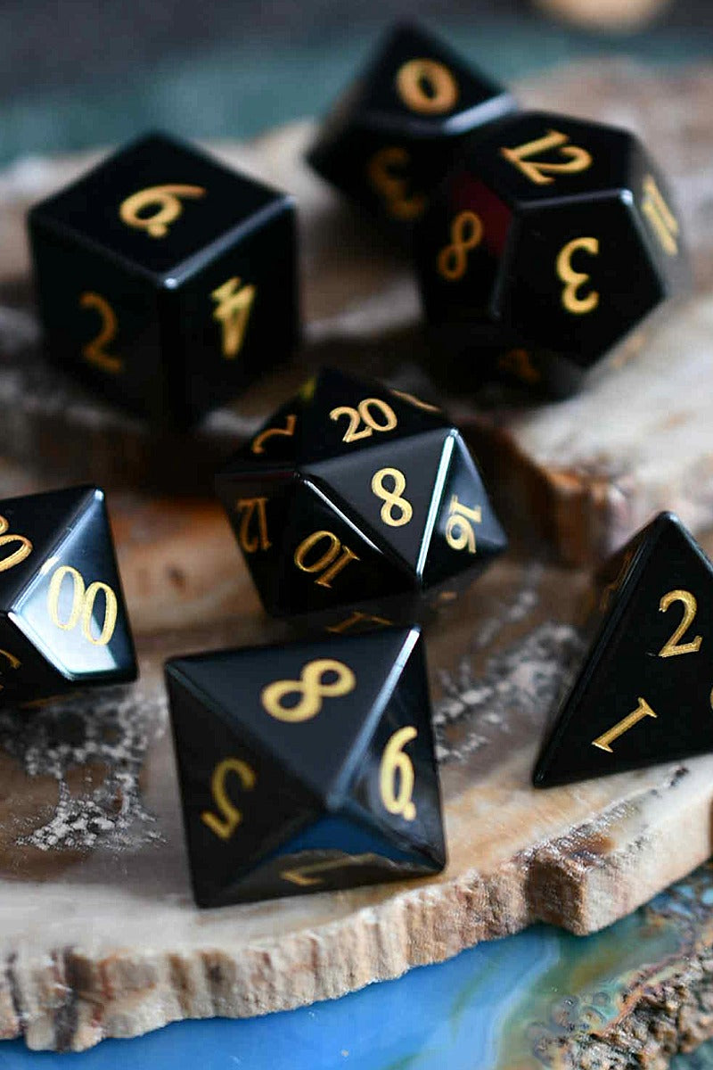 Obsidian Gemstone Dice Set