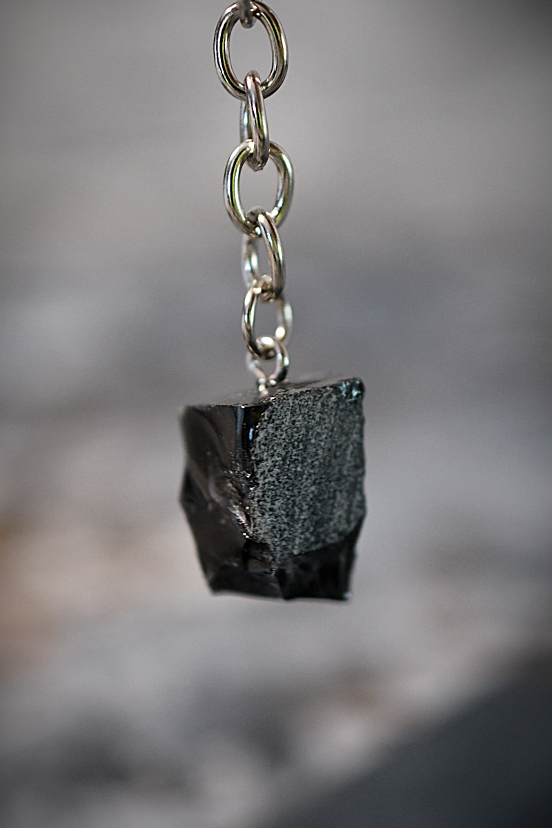 Obsidian Crystal Keyring