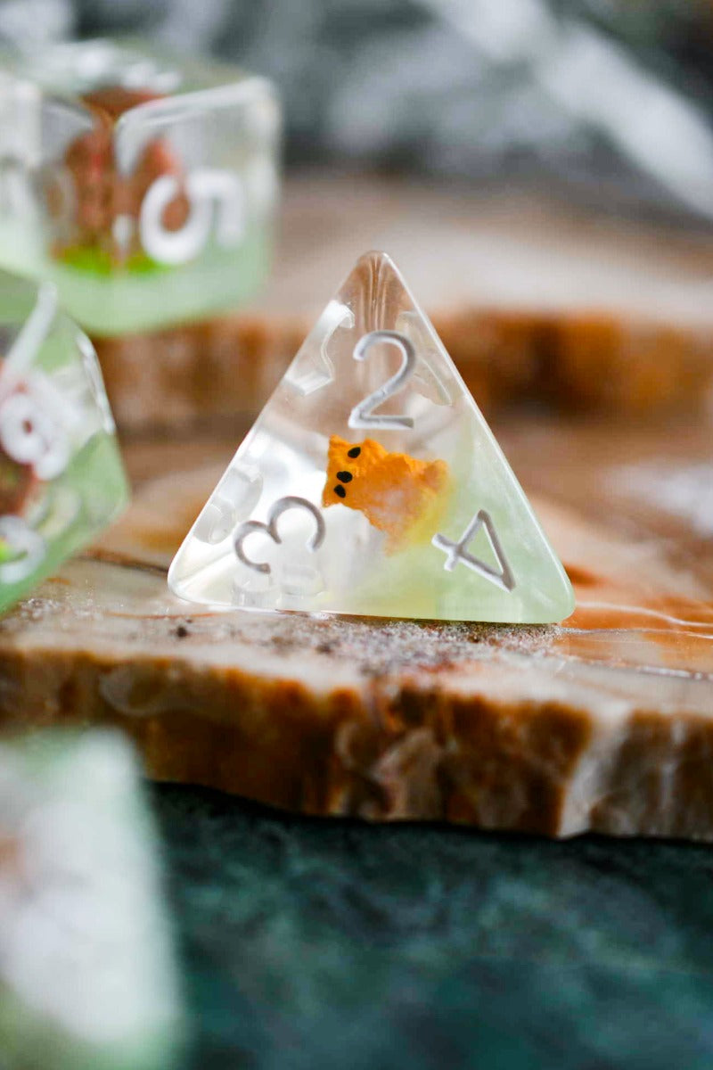 Owlbear and Baby Owlbear - Acrylic Dice Set