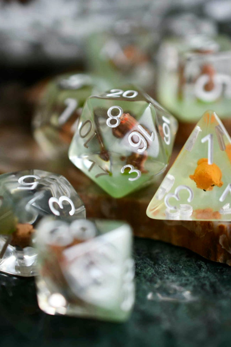 Owlbear and Baby Owlbear - Acrylic Dice Set