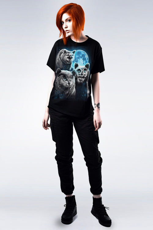 Three Owlbear Moon - T - Shirt