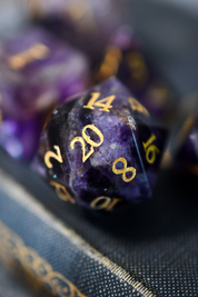 Purple Fluorite Gemstone Dice Set