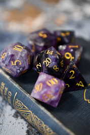 Purple Fluorite Gemstone Dice Set