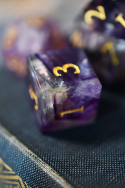 Purple Fluorite Gemstone Dice Set