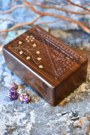 Trickster's Puzzle box - Puzzle-Lock Handmade Dice and Accessory Box