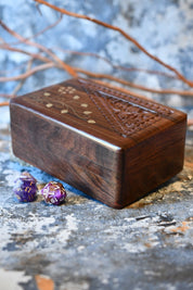Trickster's Puzzle box - Puzzle-Lock Handmade Dice and Accessory Box