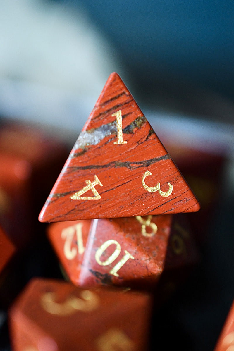 Red Jasper Gemstone Dice Set