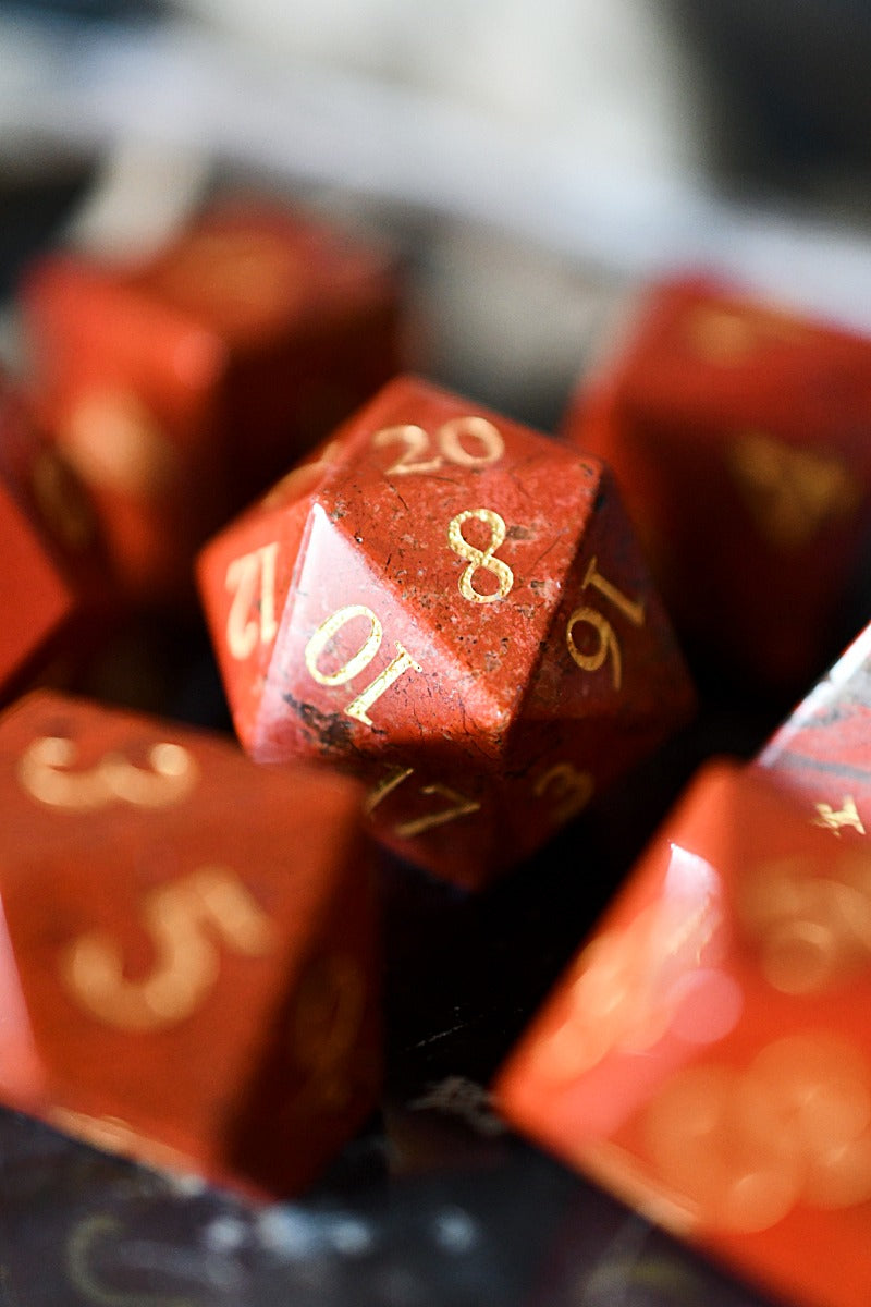Red Jasper Gemstone Dice Set