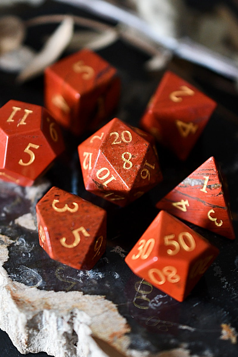 Red Jasper Gemstone Dice Set