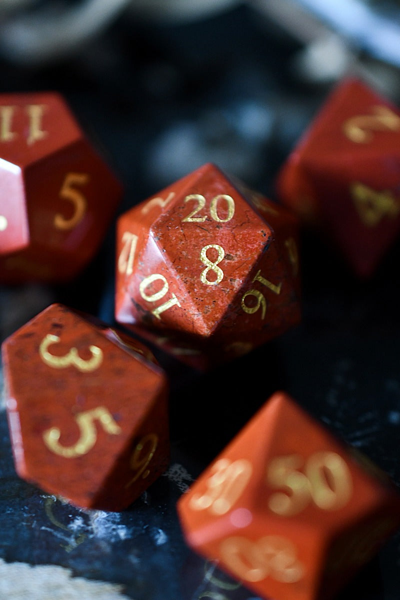 Red Jasper Gemstone Dice Set