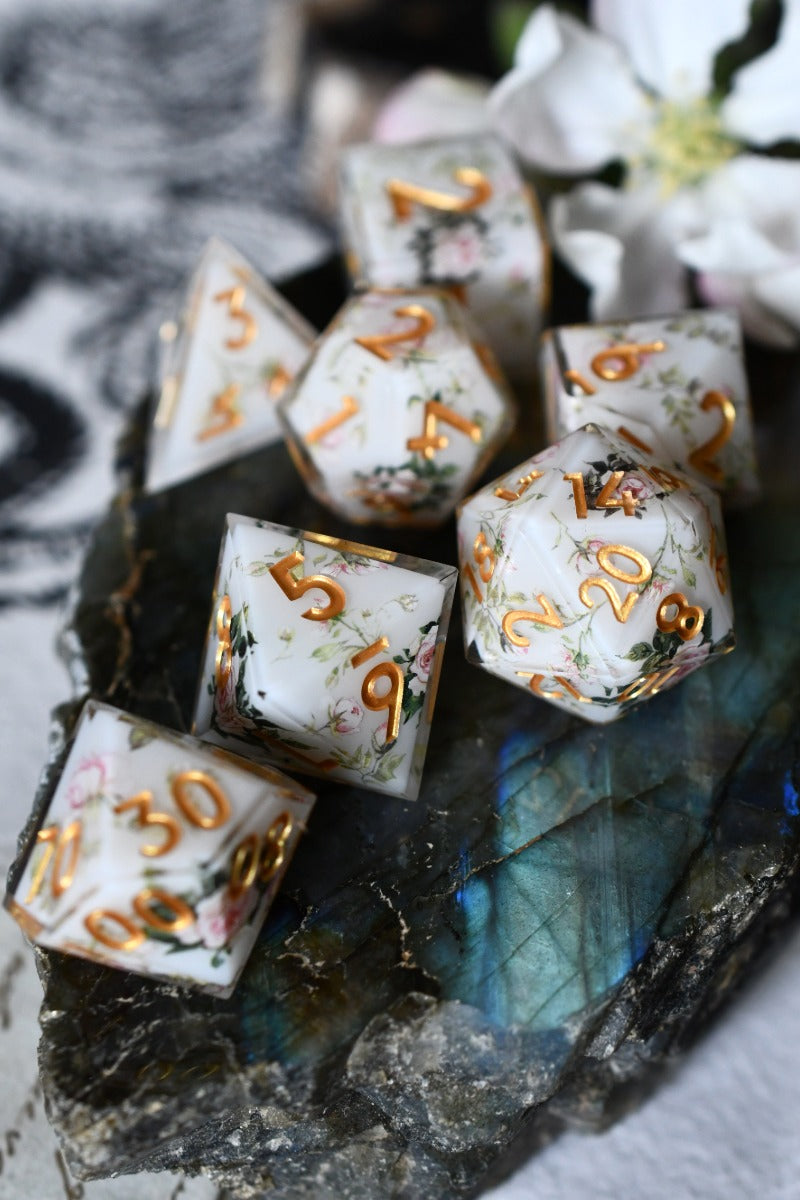 Rose Garden - Premium Sharp Edge Dice Set
