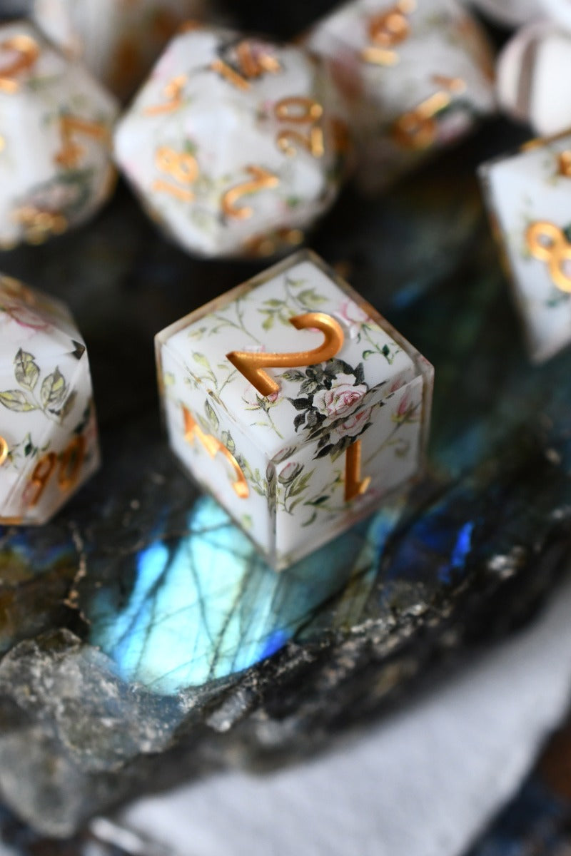 Rose Garden - Premium Sharp Edge Dice Set