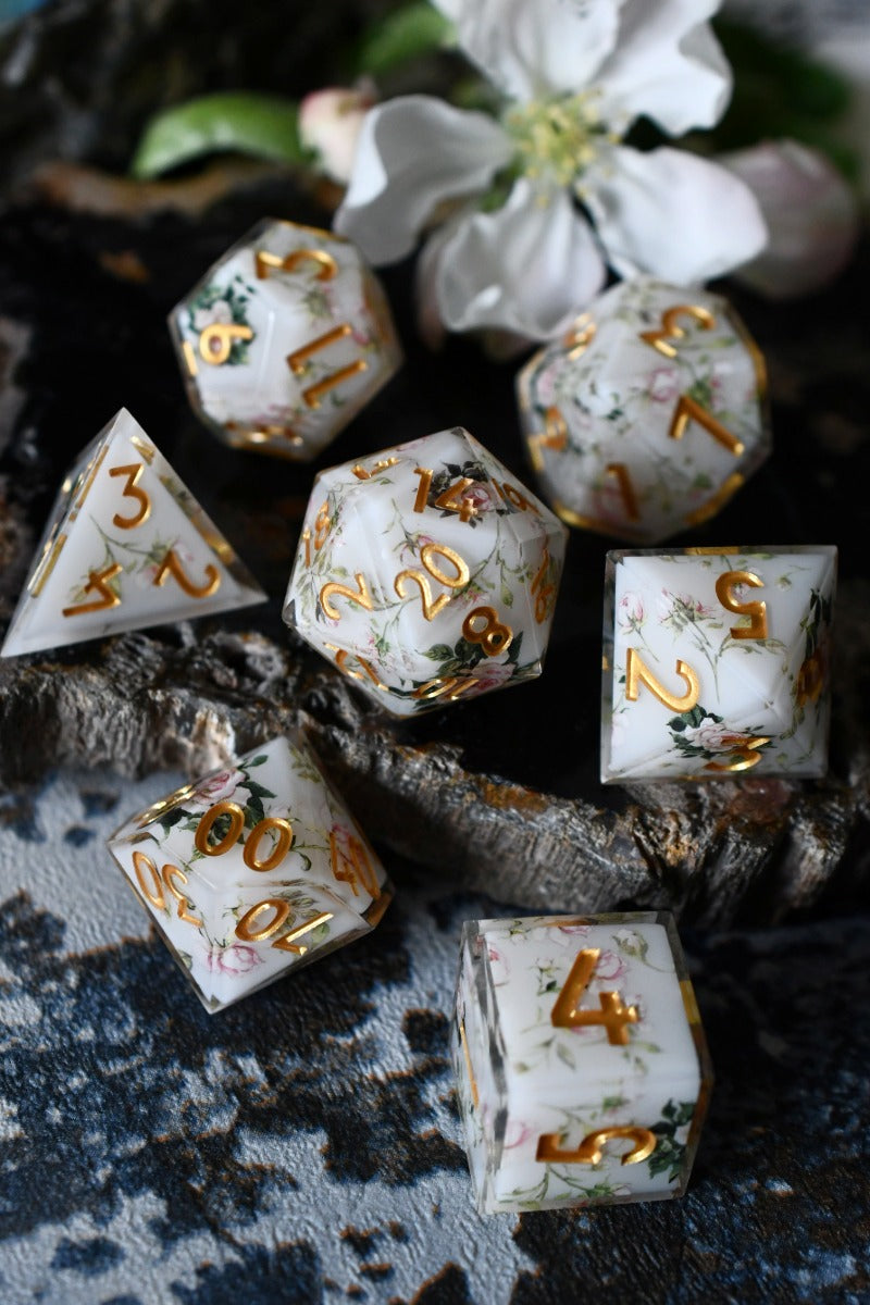Rose Garden - Premium Sharp Edge Dice Set