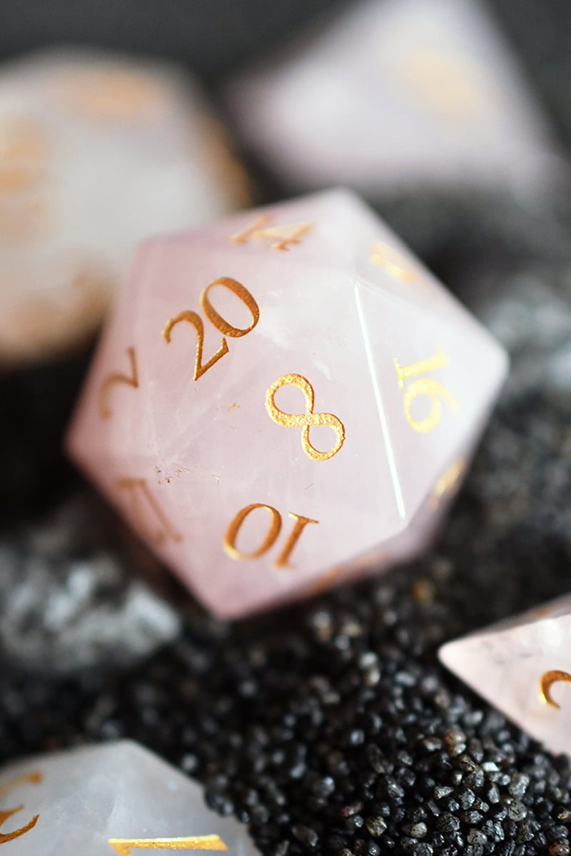 Rose Quartz Gemstone Dice Set