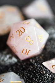 Rose Quartz Gemstone Dice Set