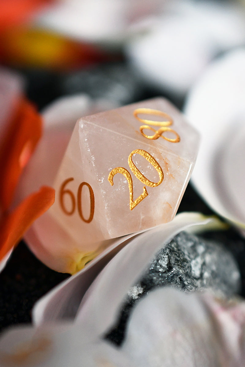 Rose Quartz Gemstone Dice Set
