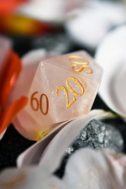 Rose Quartz Gemstone Dice Set