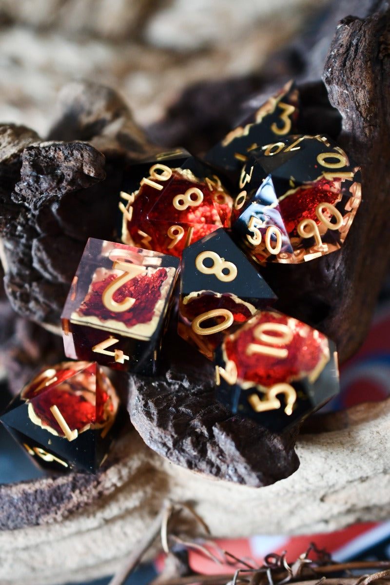 Ruby Geode - Premium Sharp Edge Dice Set