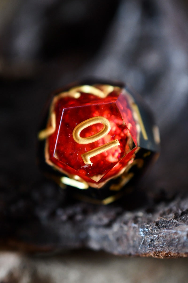 Ruby Geode - Premium Sharp Edge Dice Set