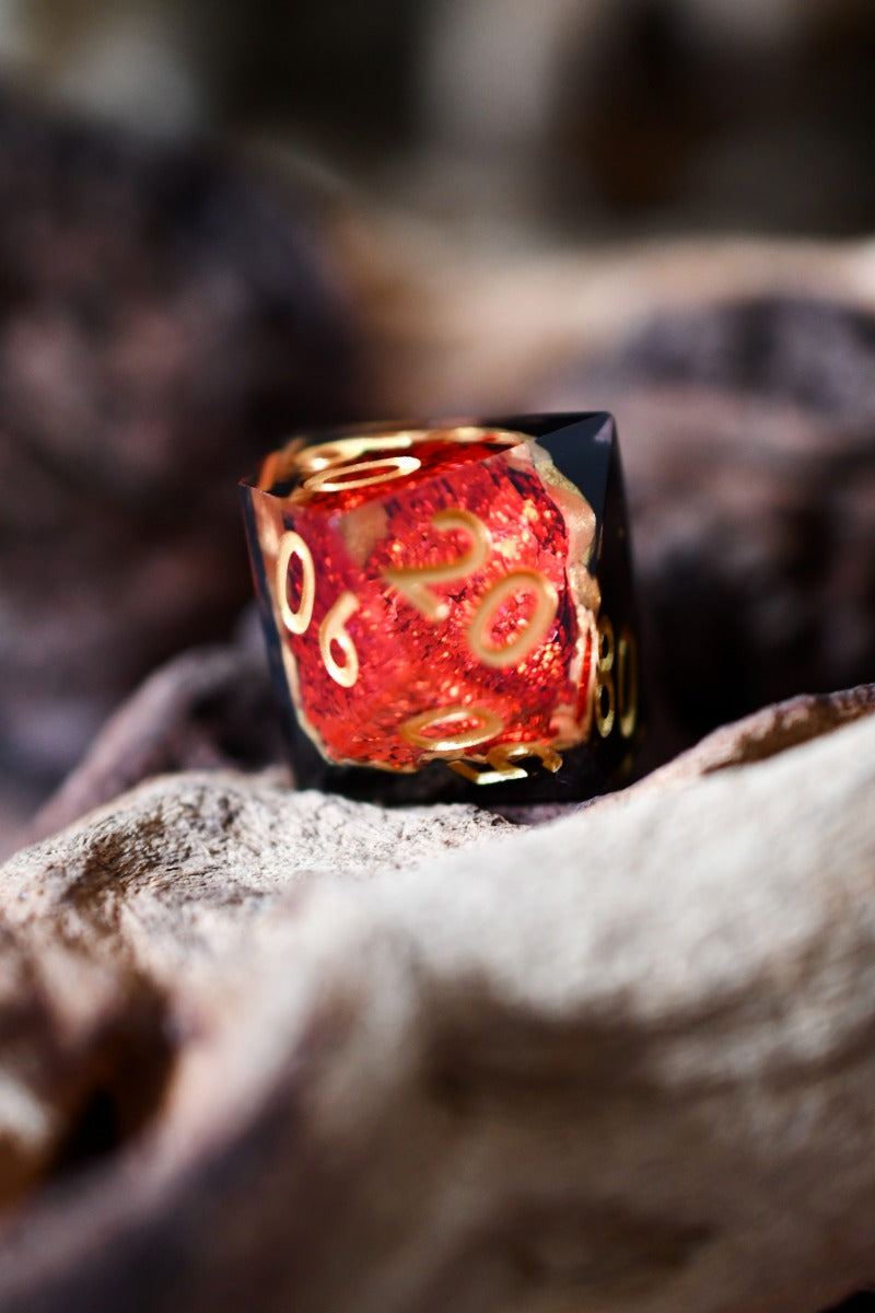Ruby Geode - Premium Sharp Edge Dice Set