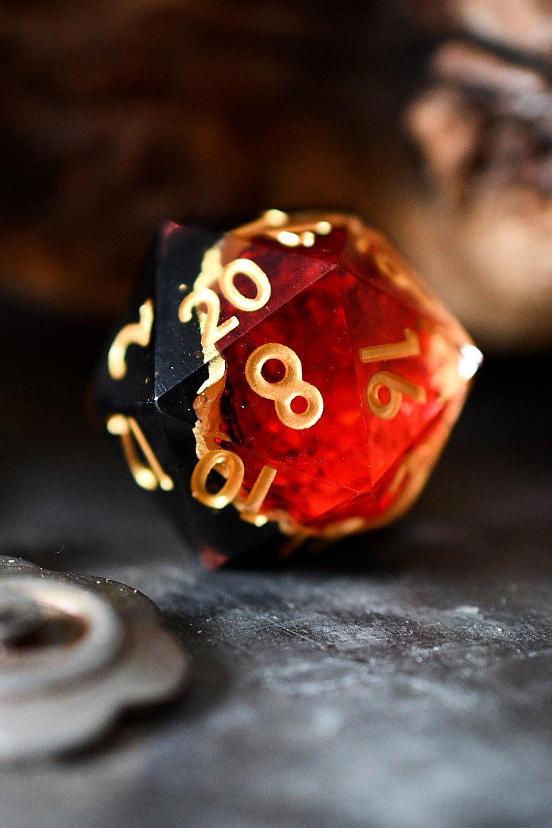 Ruby Geode - Premium Sharp Edge Dice Set