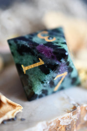 Red Ruby in Zoisite Gemstone Dice Set