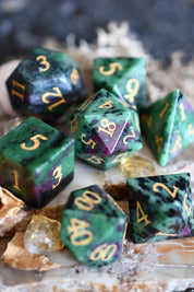 Red Ruby in Zoisite Gemstone Dice Set