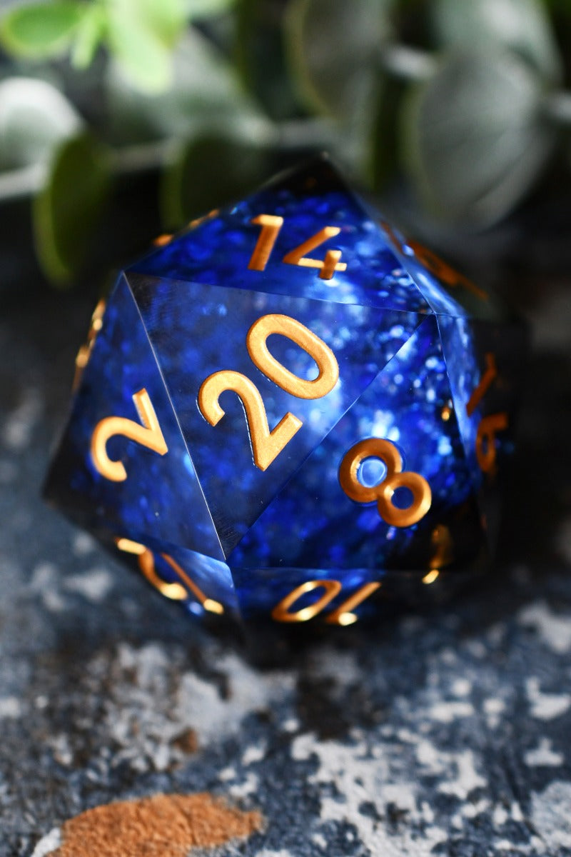 XXL Sapphire Geode d20 - Sharp Edge XXL d20