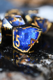 Sapphire Geode - Premium Sharp Edge Dice Set