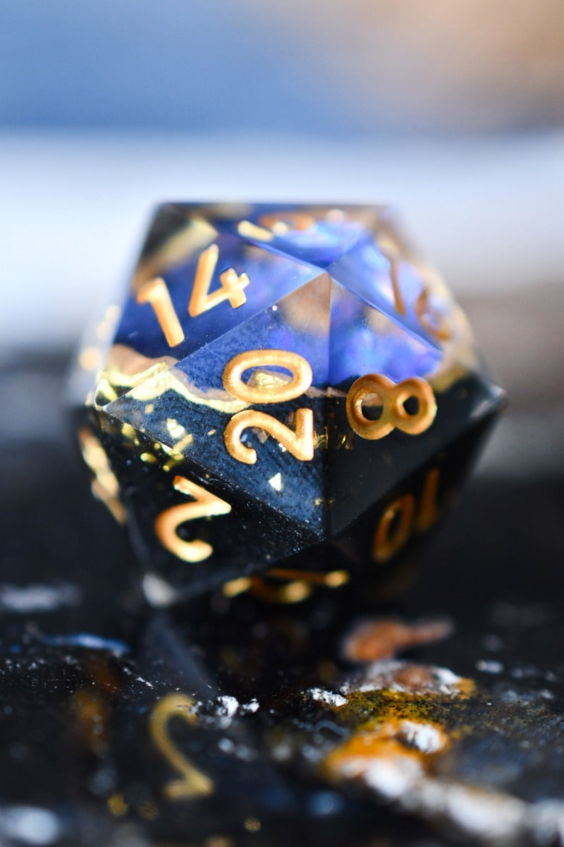 Sapphire Geode - Premium Sharp Edge Dice Set