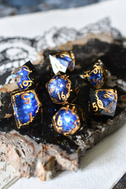 Sapphire Geode - Premium Sharp Edge Dice Set