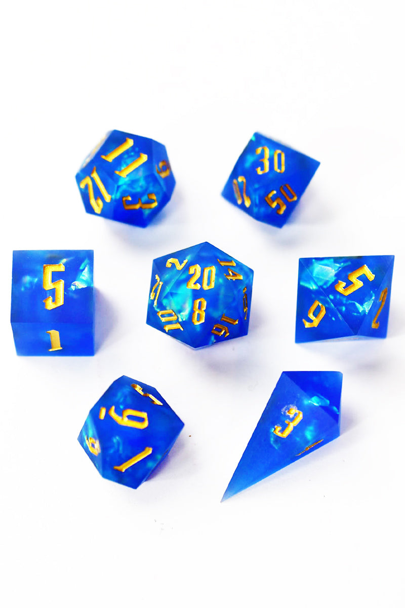 Shards of Water - Sharp-Edged Resin Dice Set