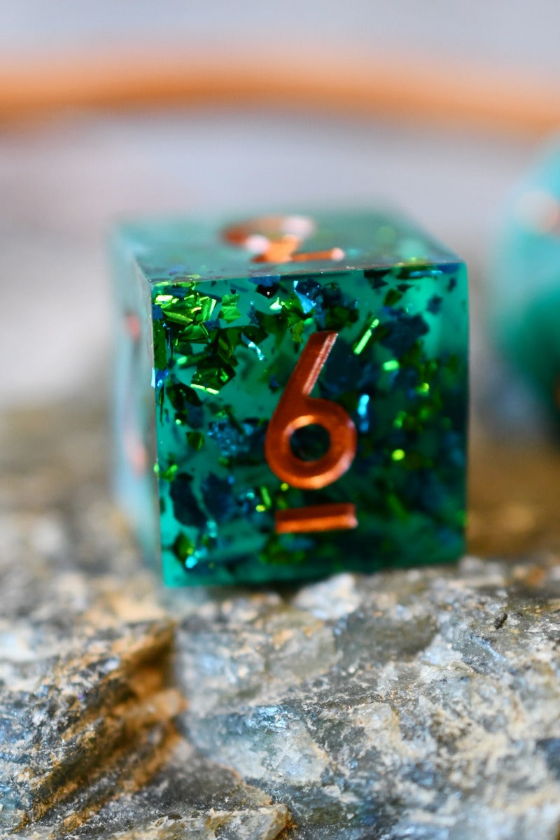 Abyssal Emerald - Premium Sharp Edge Dice Set