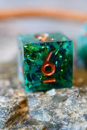 Abyssal Emerald - Premium Sharp Edge Dice Set