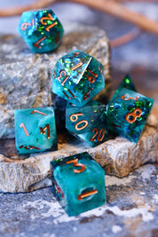 Abyssal Emerald - Premium Sharp Edge Dice Set