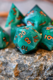 Abyssal Emerald - Premium Sharp Edge Dice Set