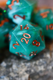Abyssal Emerald - Premium Sharp Edge Dice Set