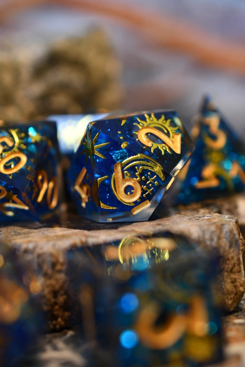 Celestial Cartography - Premium Sharp Edge Dice Set