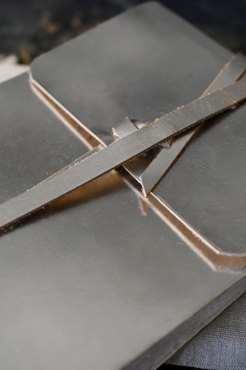 A5 Handmade Leather Luxury Paper Campaign Journal - Metallic Silver