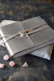A5 Handmade Leather Luxury Paper Campaign Journal - Metallic Silver