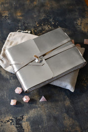 A5 Handmade Leather Luxury Paper Campaign Journal - Metallic Silver