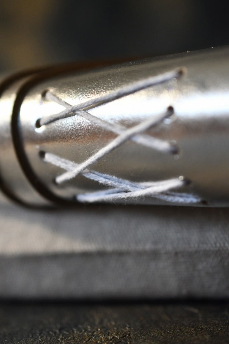 A5 Handmade Leather Luxury Paper Campaign Journal - Metallic Silver