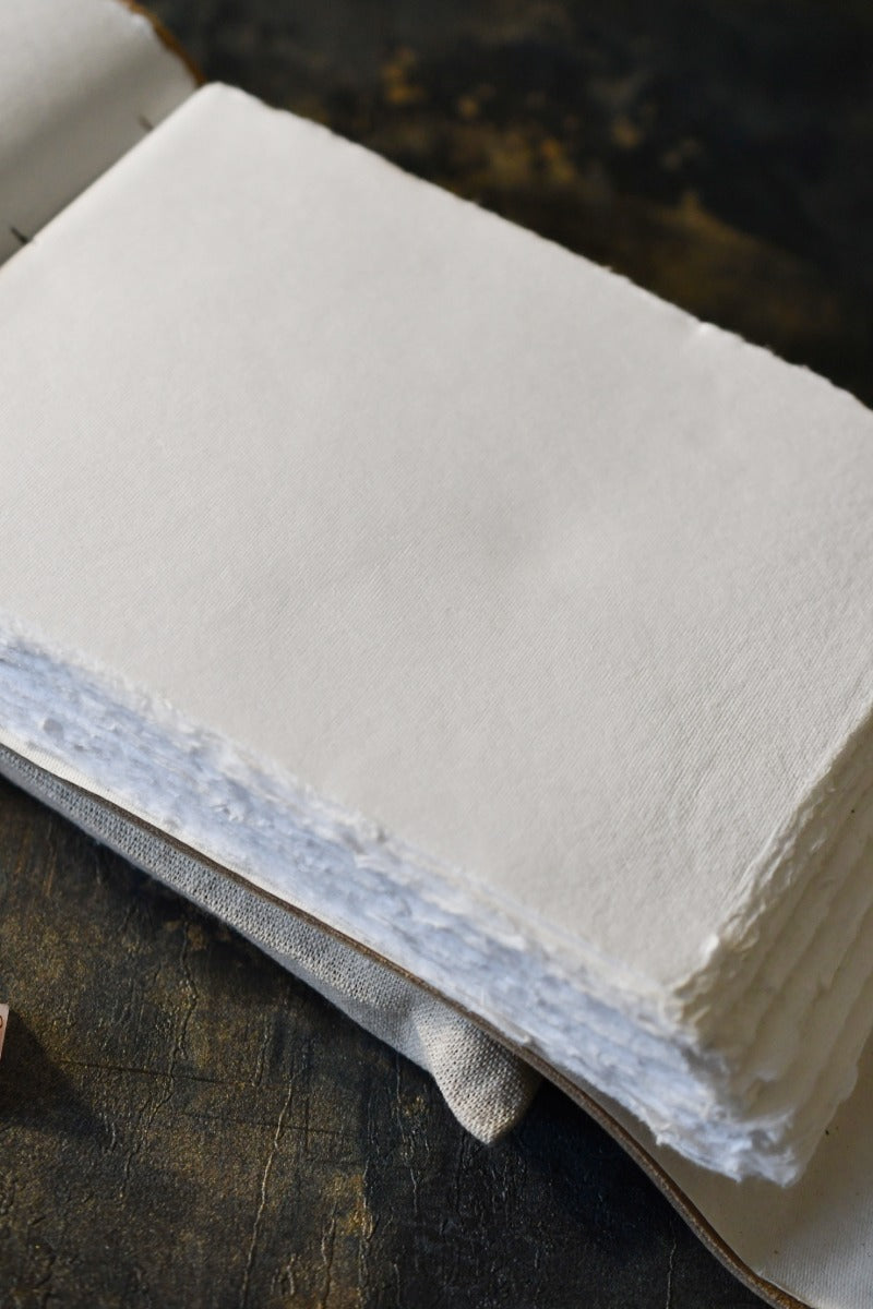 A5 Handmade Leather Luxury Paper Campaign Journal - Metallic Silver