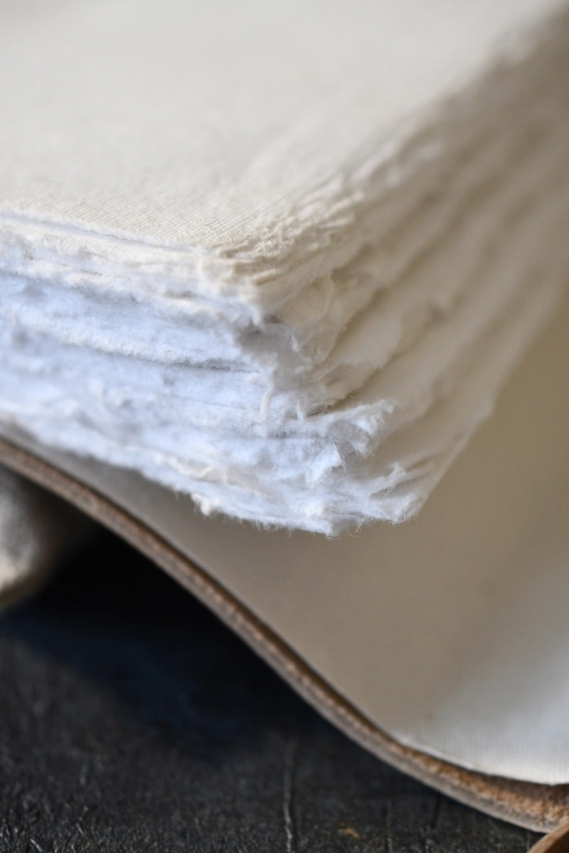 A5 Handmade Leather Luxury Paper Campaign Journal - Metallic Silver