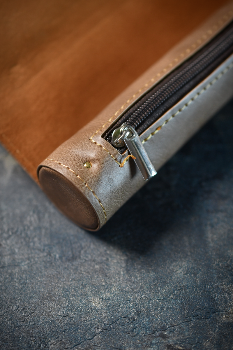 Dice Roll and Integrated Mat - Tan Vegan Leather