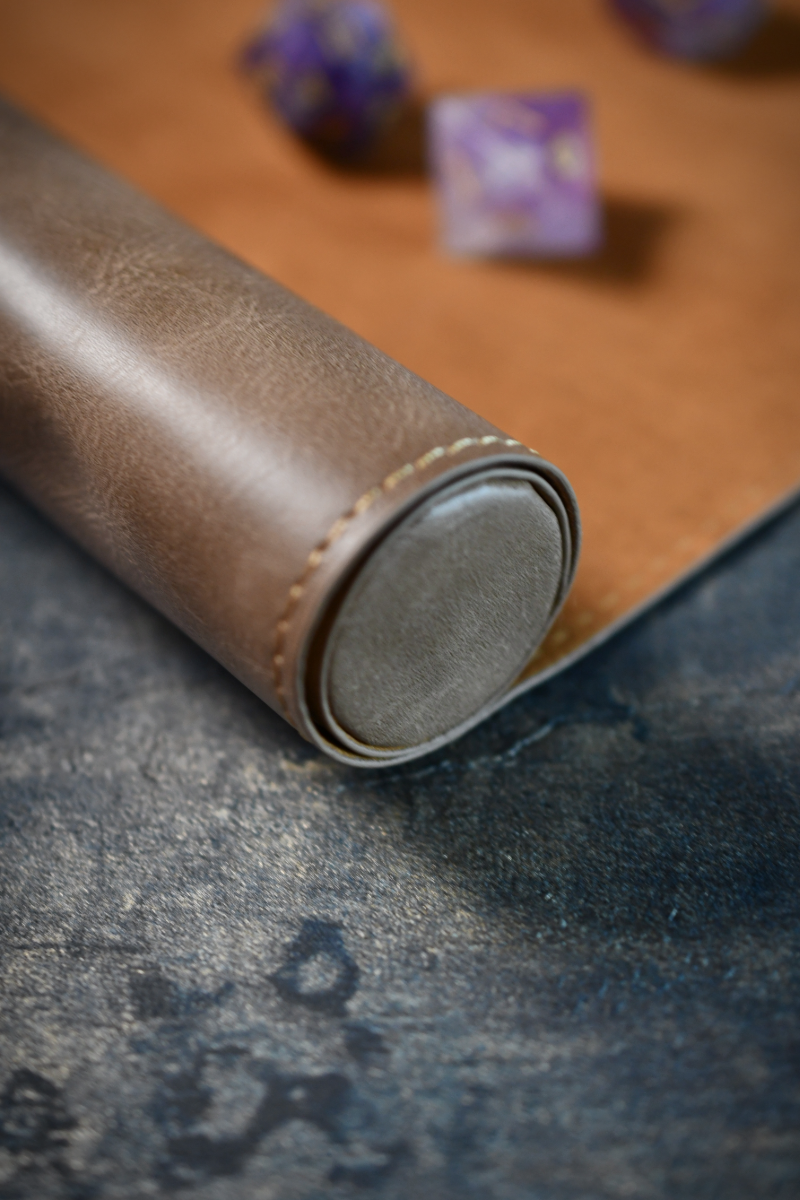 Dice Roll and Integrated Mat - Tan Vegan Leather