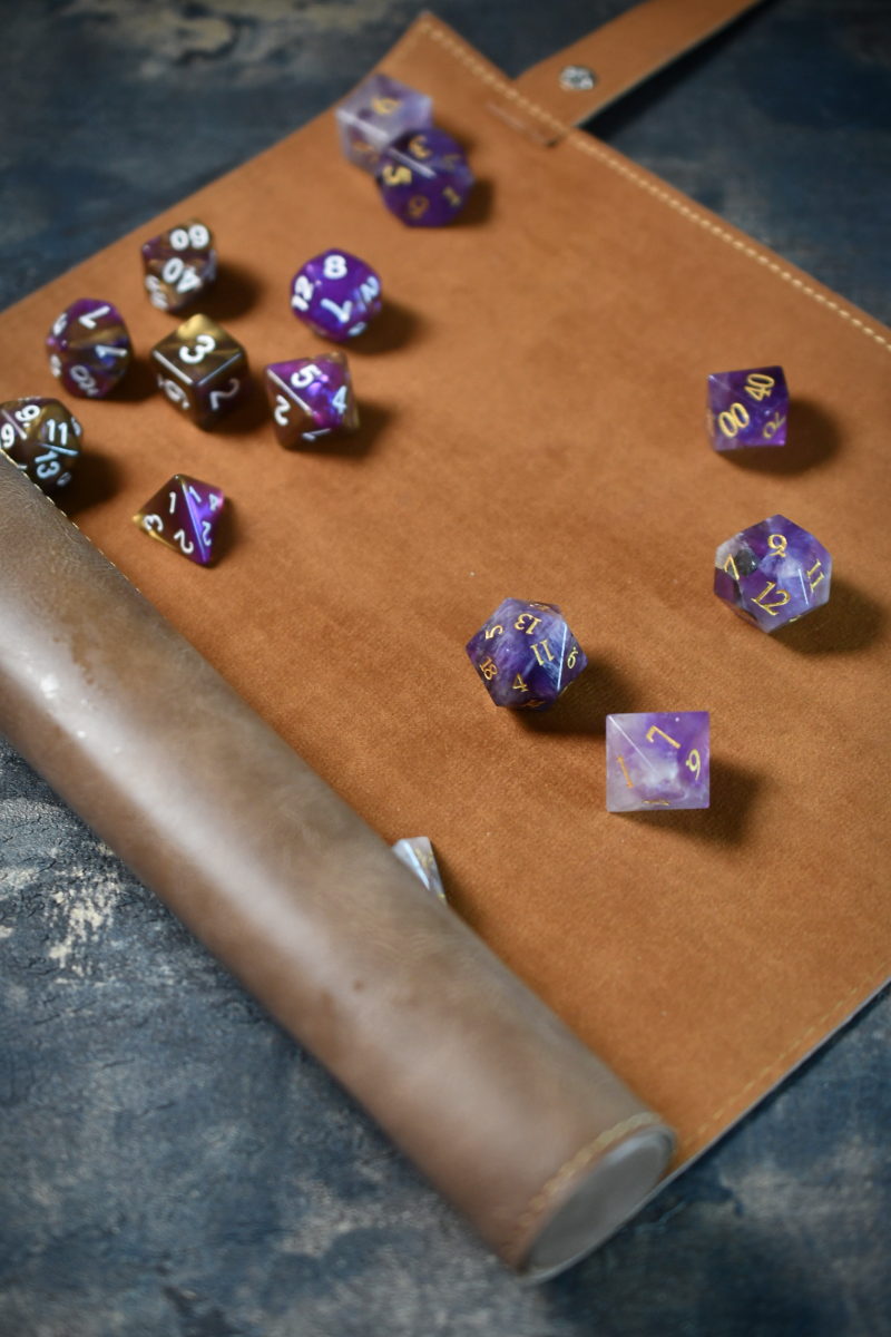 Dice Roll and Integrated Mat - Tan Vegan Leather