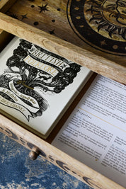 Sun and Moon Carved Wooden Organiser with Drawer