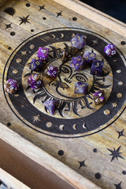 Sun and Moon Carved Wooden Organiser with Drawer