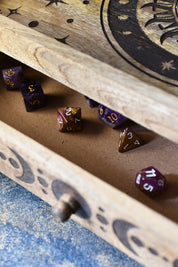 Sun and Moon Carved Wooden Organiser with Drawer